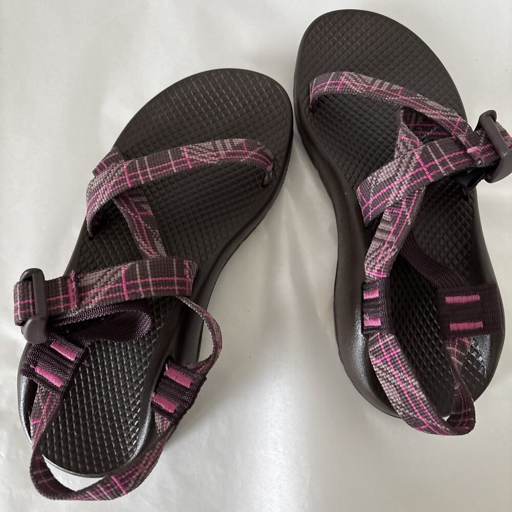 Chaco Z1 Adjustable Strap Classic Sandals Size 6 Beacon Magenta Purple Plaid - Picture 15 of 15